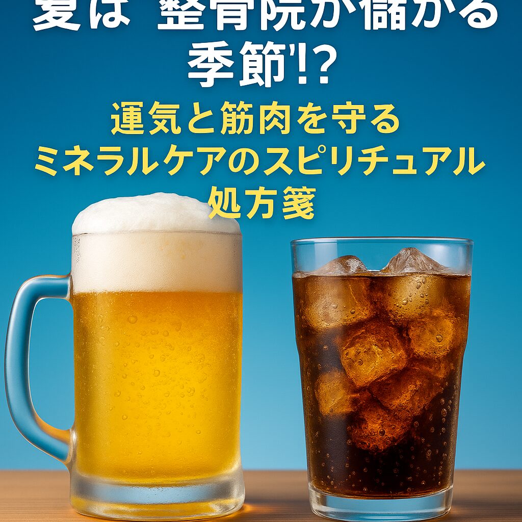 ビールや炭酸水を暑ければ暑いほどのむから、ミネラルバランスが崩れて身体の不調で整骨院が儲かるらしい！